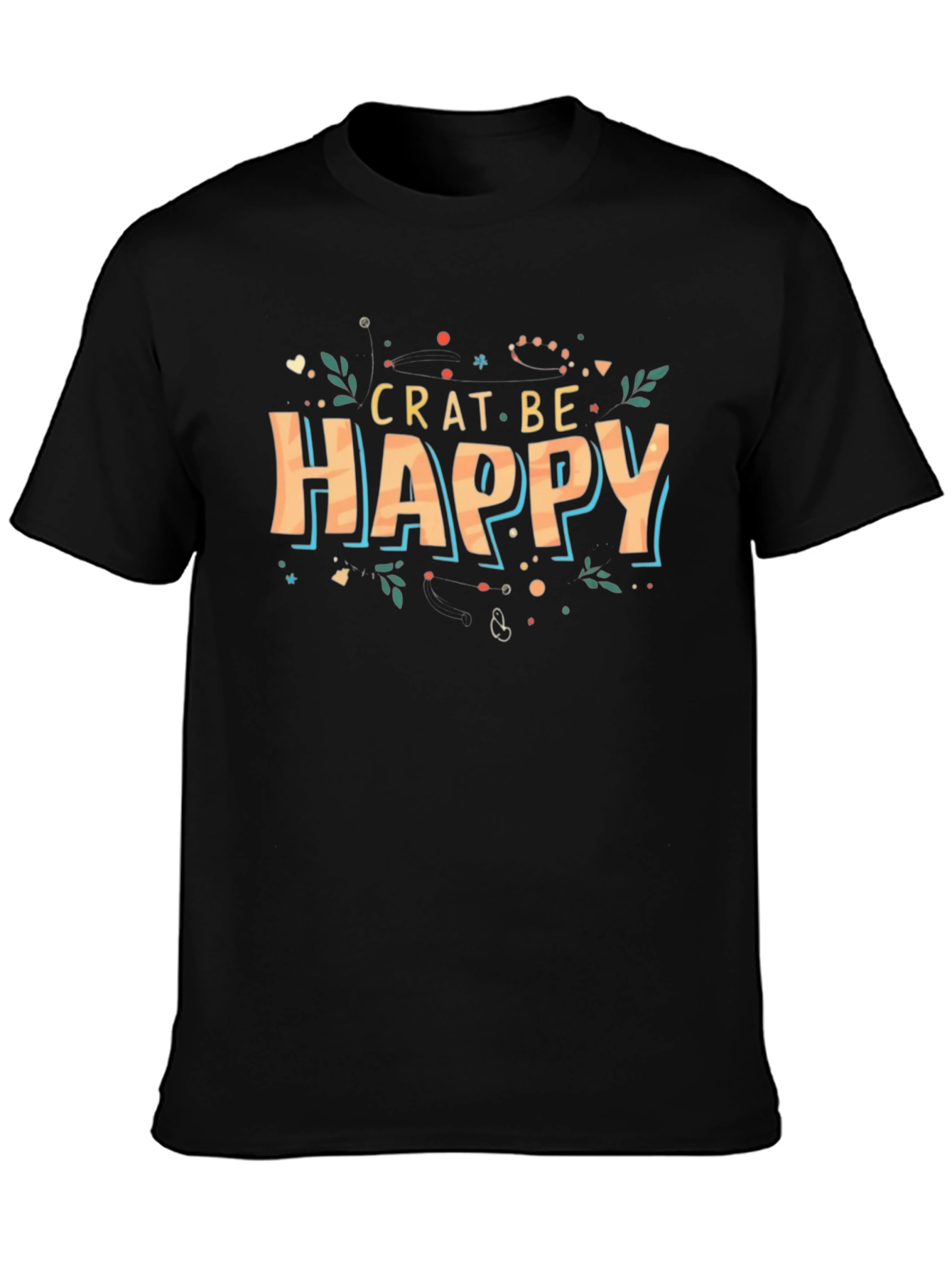 Camiseta Negra Crat Be Happy para Hombre