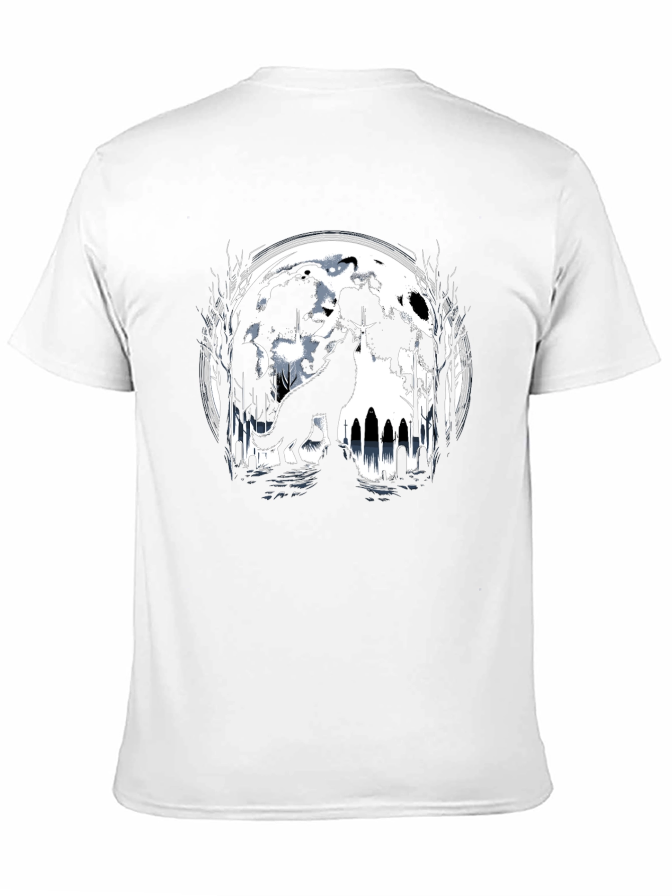 Camiseta Negra Lobo Aullando Luna