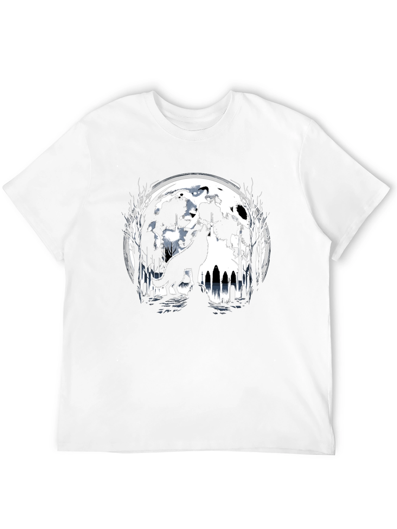 Camiseta Negra Lobo Aullando Luna
