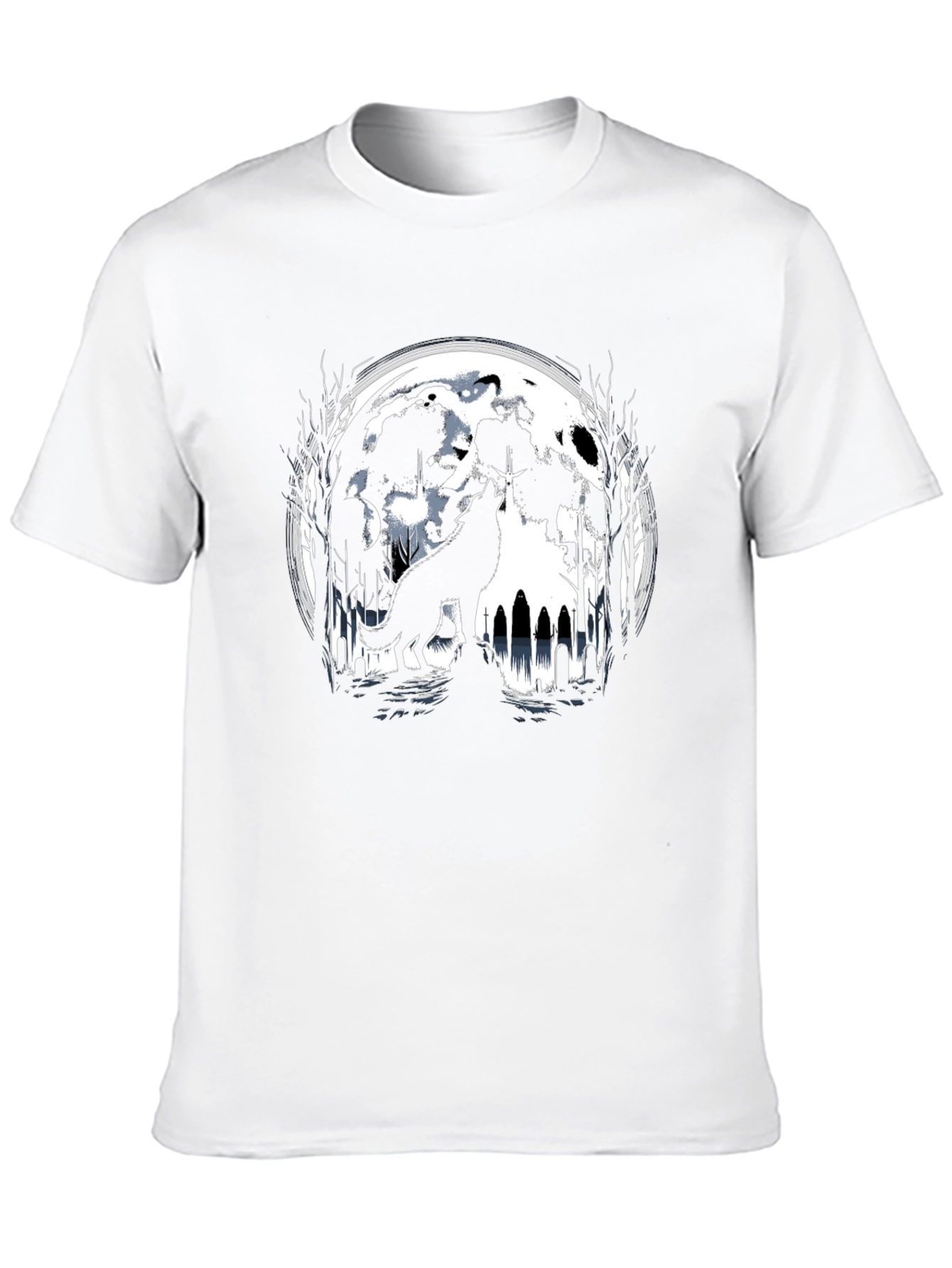 Camiseta Negra Lobo Aullando Luna
