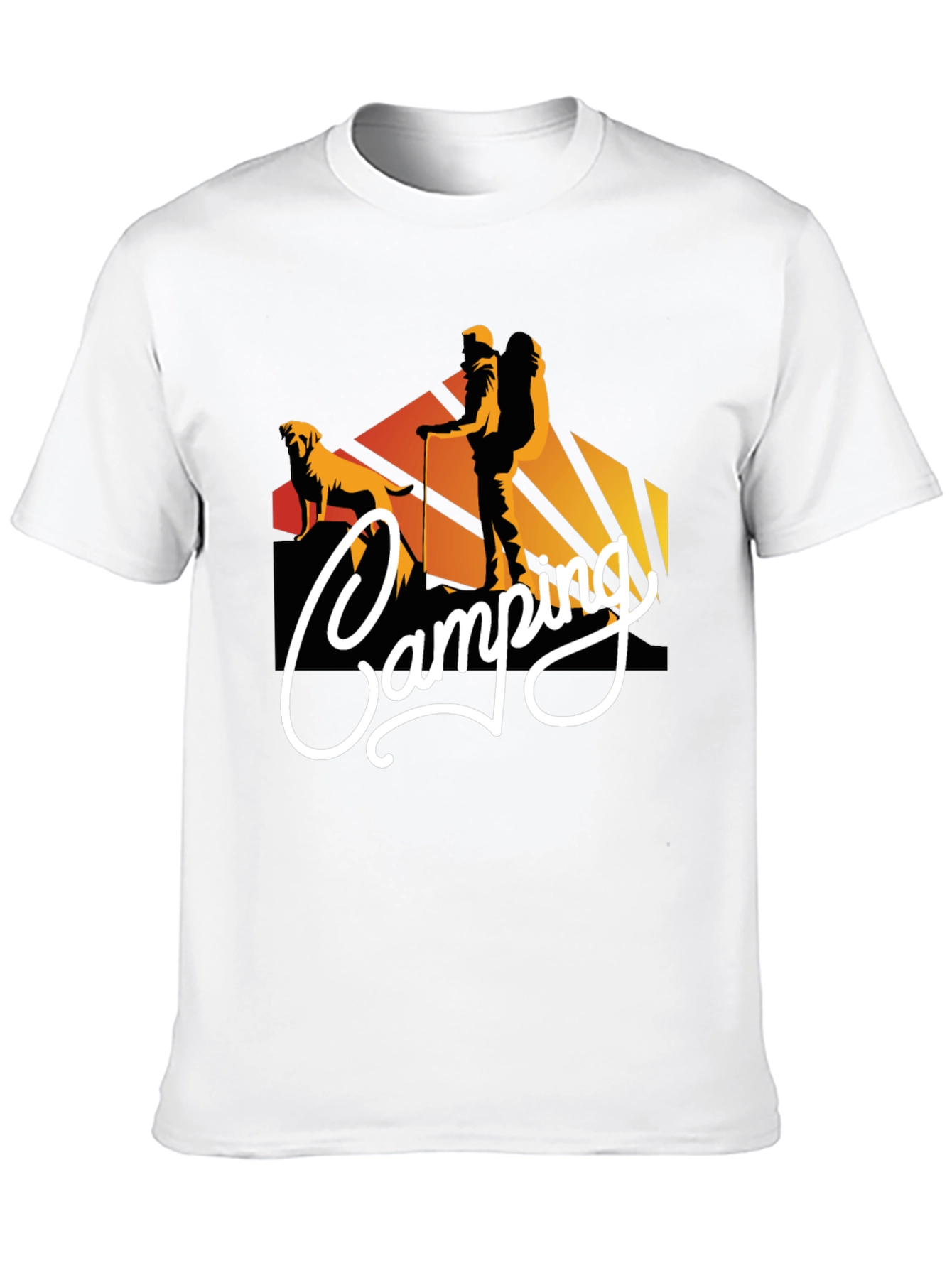 Camiseta Negra Estampada Camping para Hombre