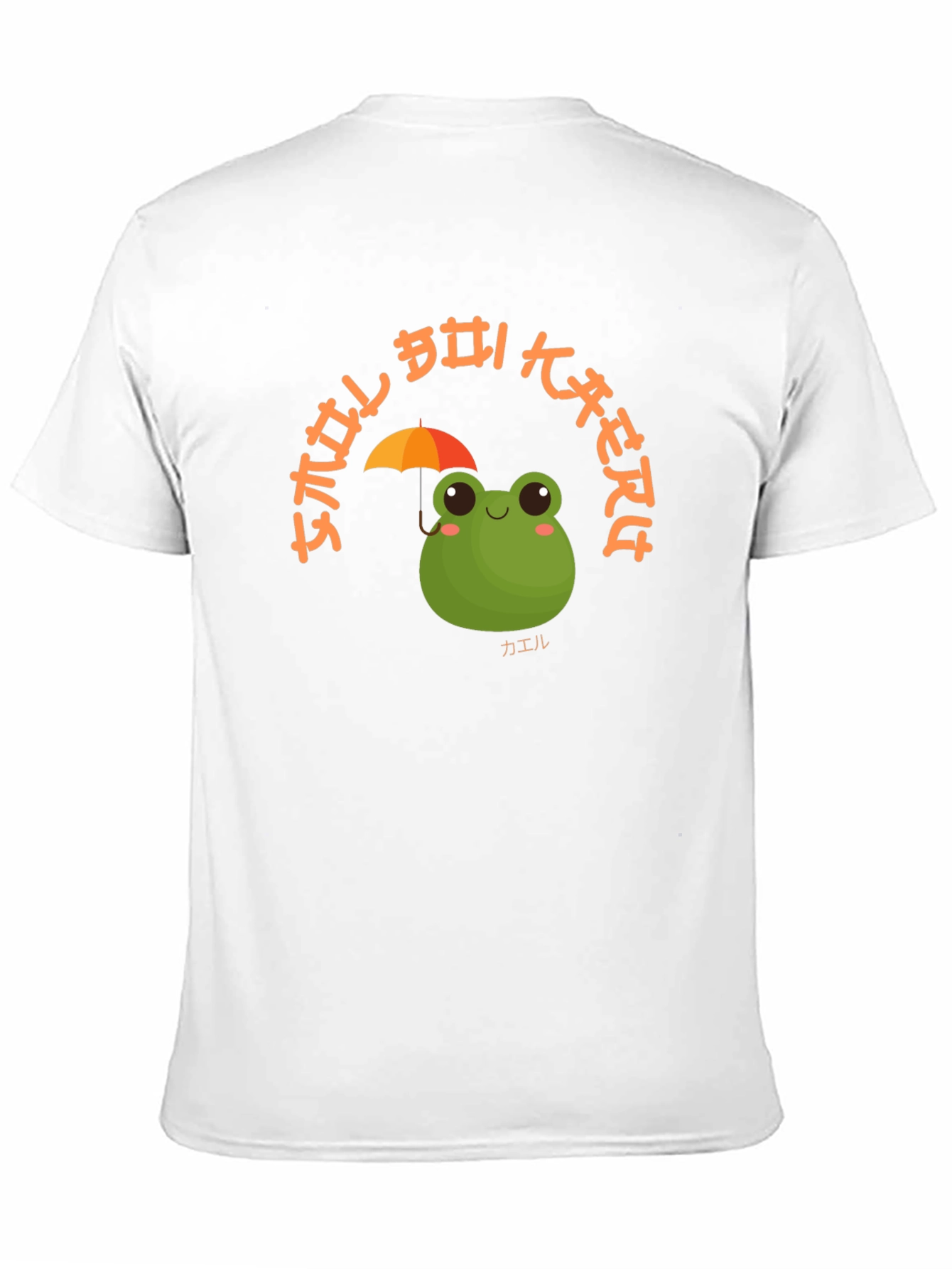 Camiseta Negra con Diseño de Rana y Paraguas Kawaii