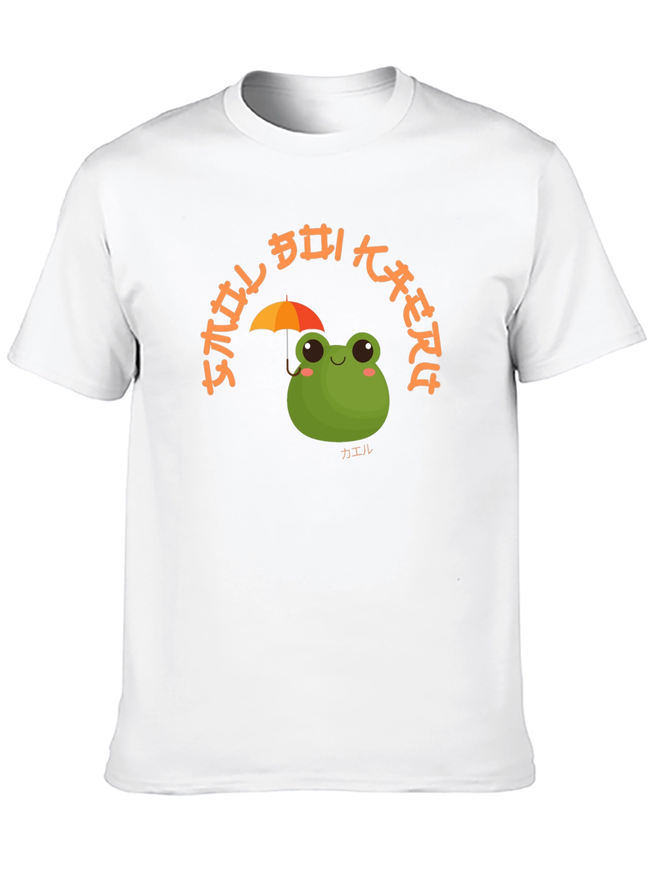 Camiseta Negra con Diseño de Rana y Paraguas Kawaii