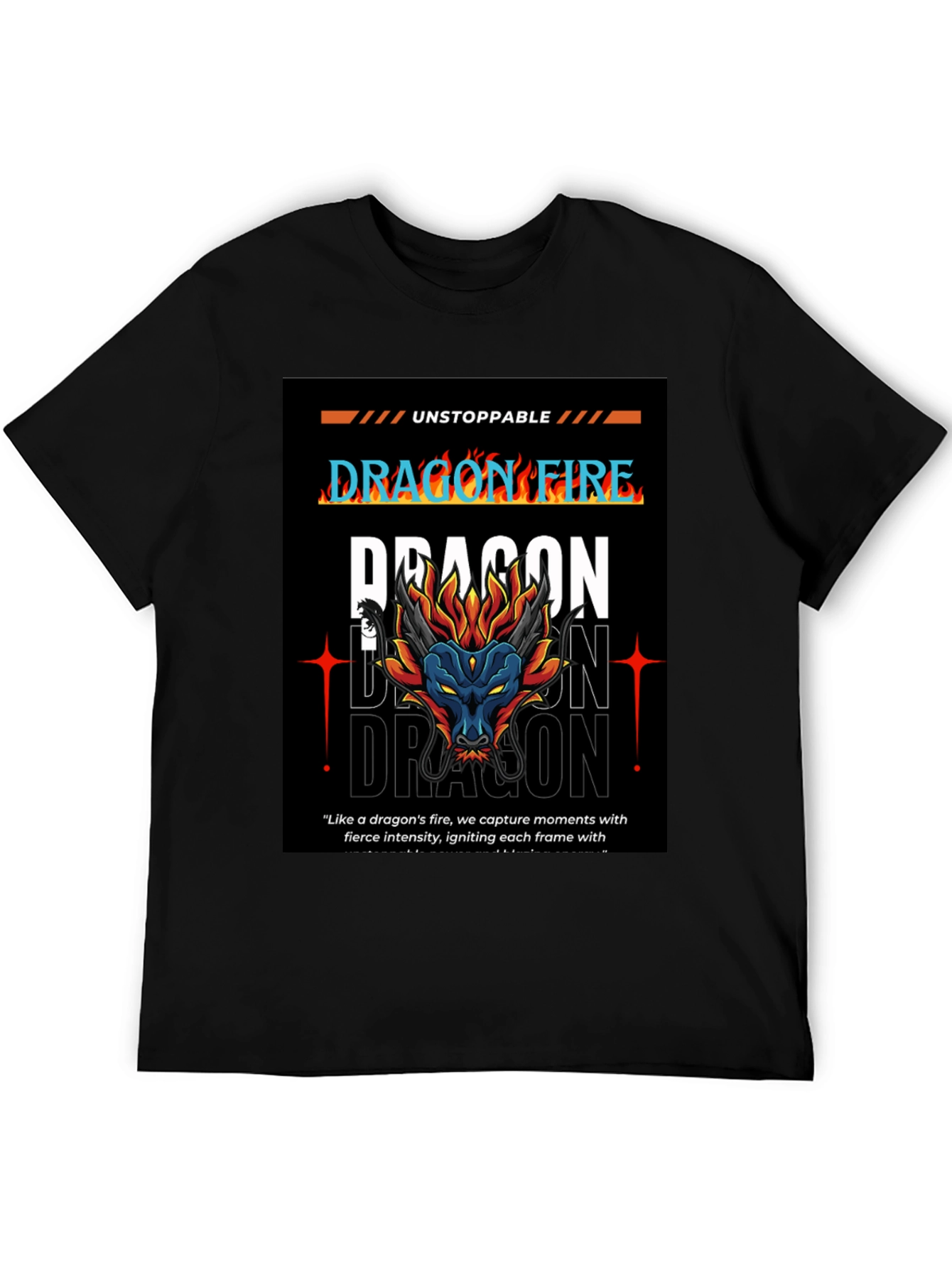 Camiseta Negra Dragón de Fuego - Estilo Urbano
