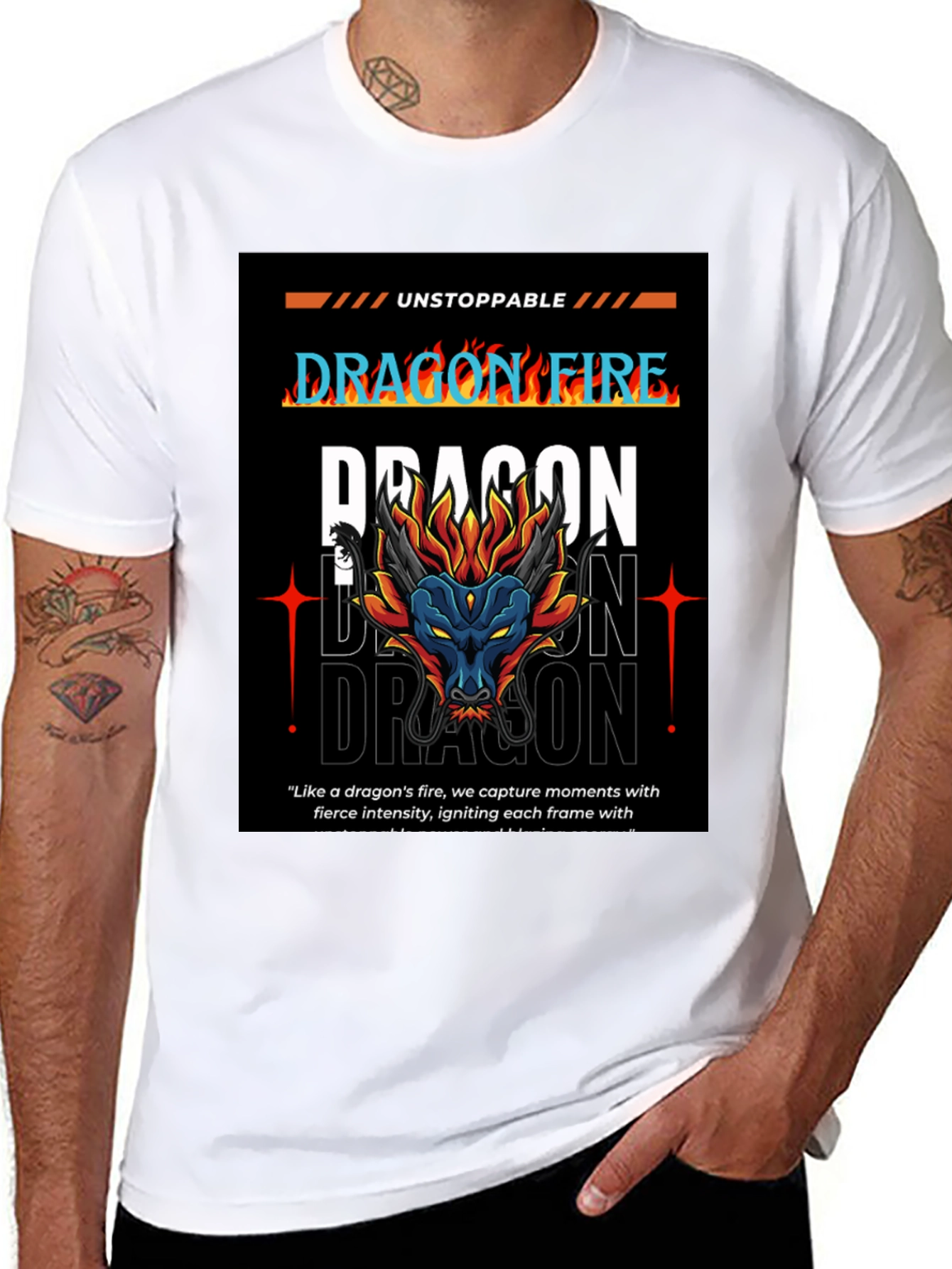 Camiseta Negra Dragón de Fuego - Estilo Urbano