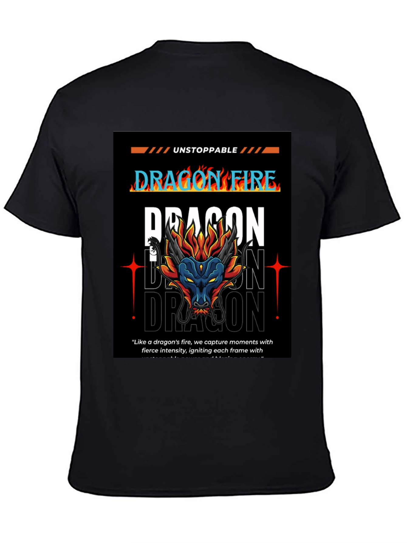 Camiseta Negra Dragón de Fuego - Estilo Urbano