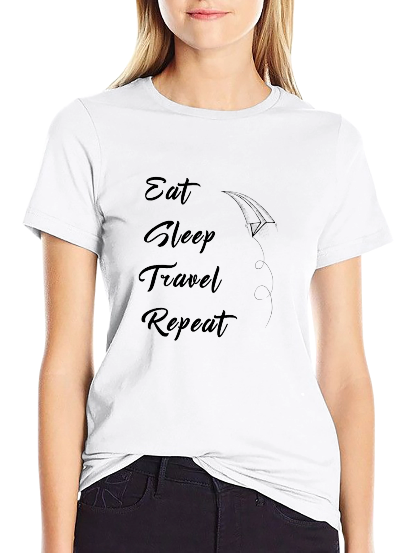 Camiseta Negra Eat Sleep Travel Repeat