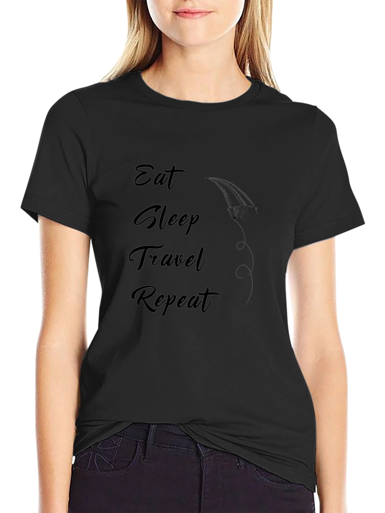 Camiseta Negra Eat Sleep Travel Repeat