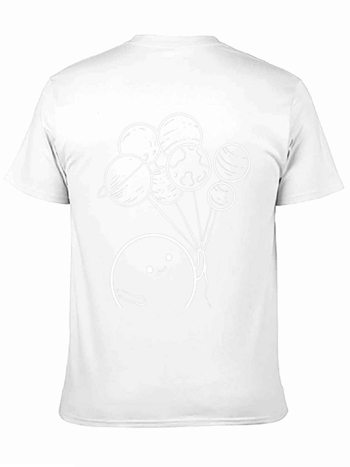 Camiseta Negra con Diseño de Planetas Animados