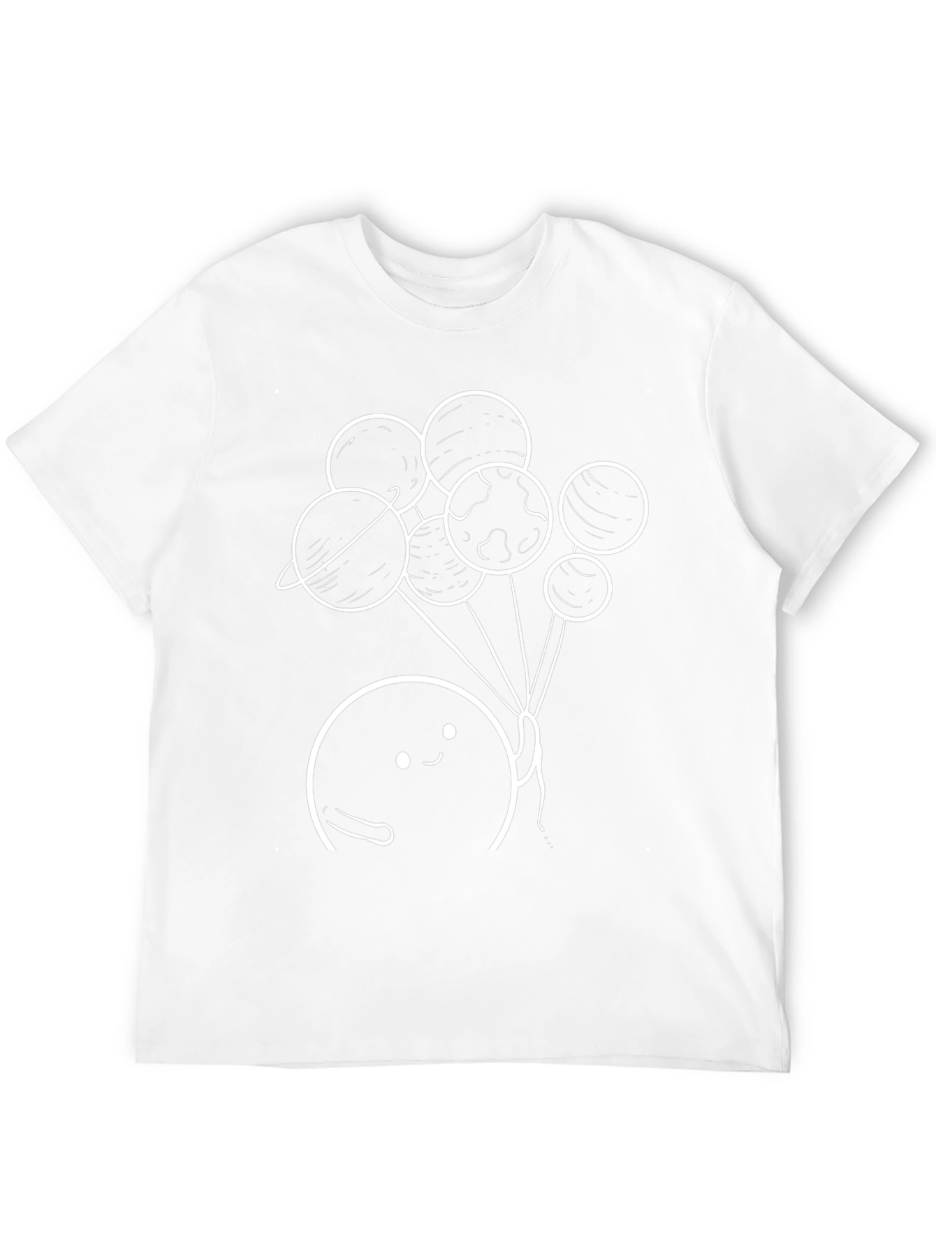 Camiseta Negra con Diseño de Planetas Animados