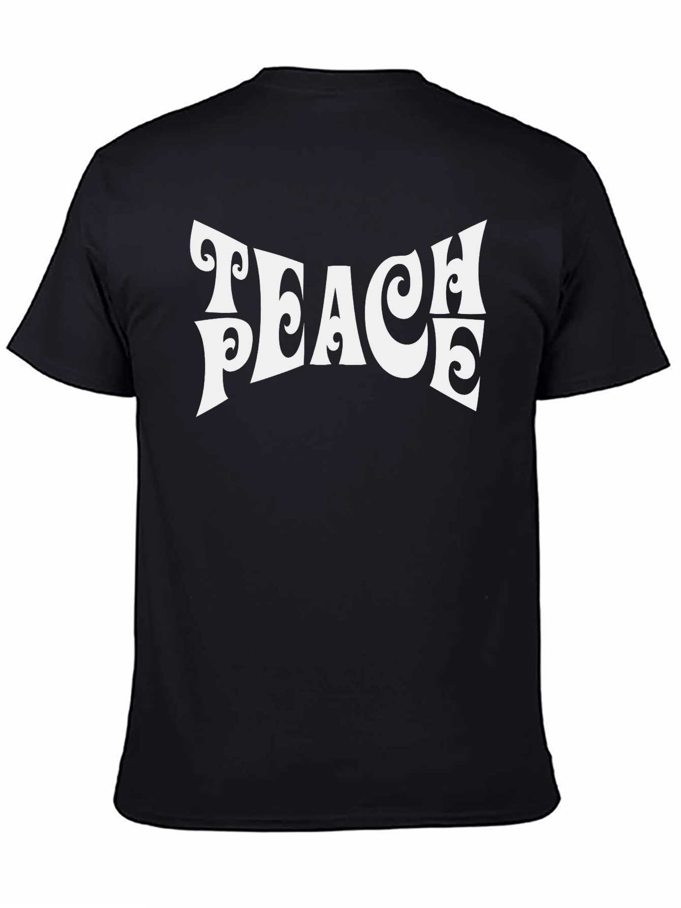Camiseta Negra Retro con Estampado Teach Peace
