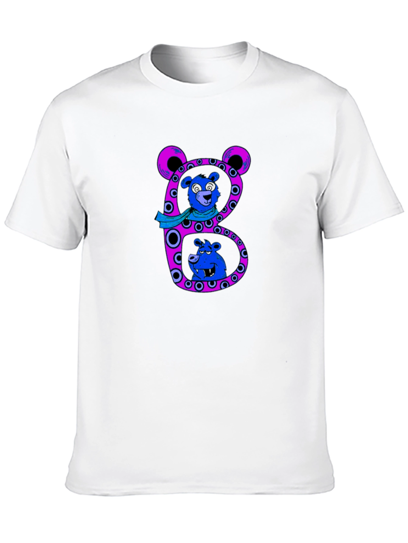 Camiseta Negra con Diseño de Oso Letra B