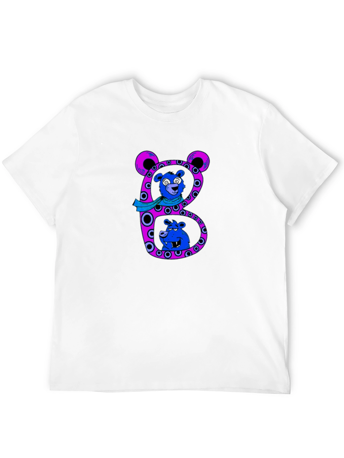 Camiseta Negra con Diseño de Oso Letra B