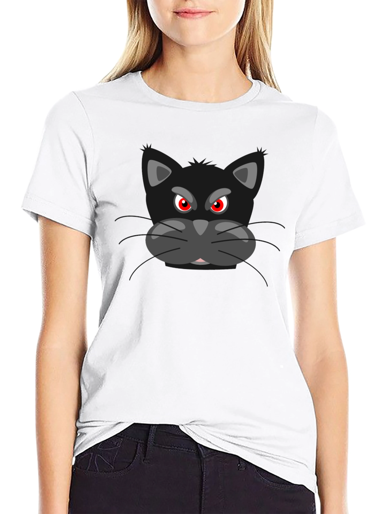 Camiseta Negra con Gato Malhumorado