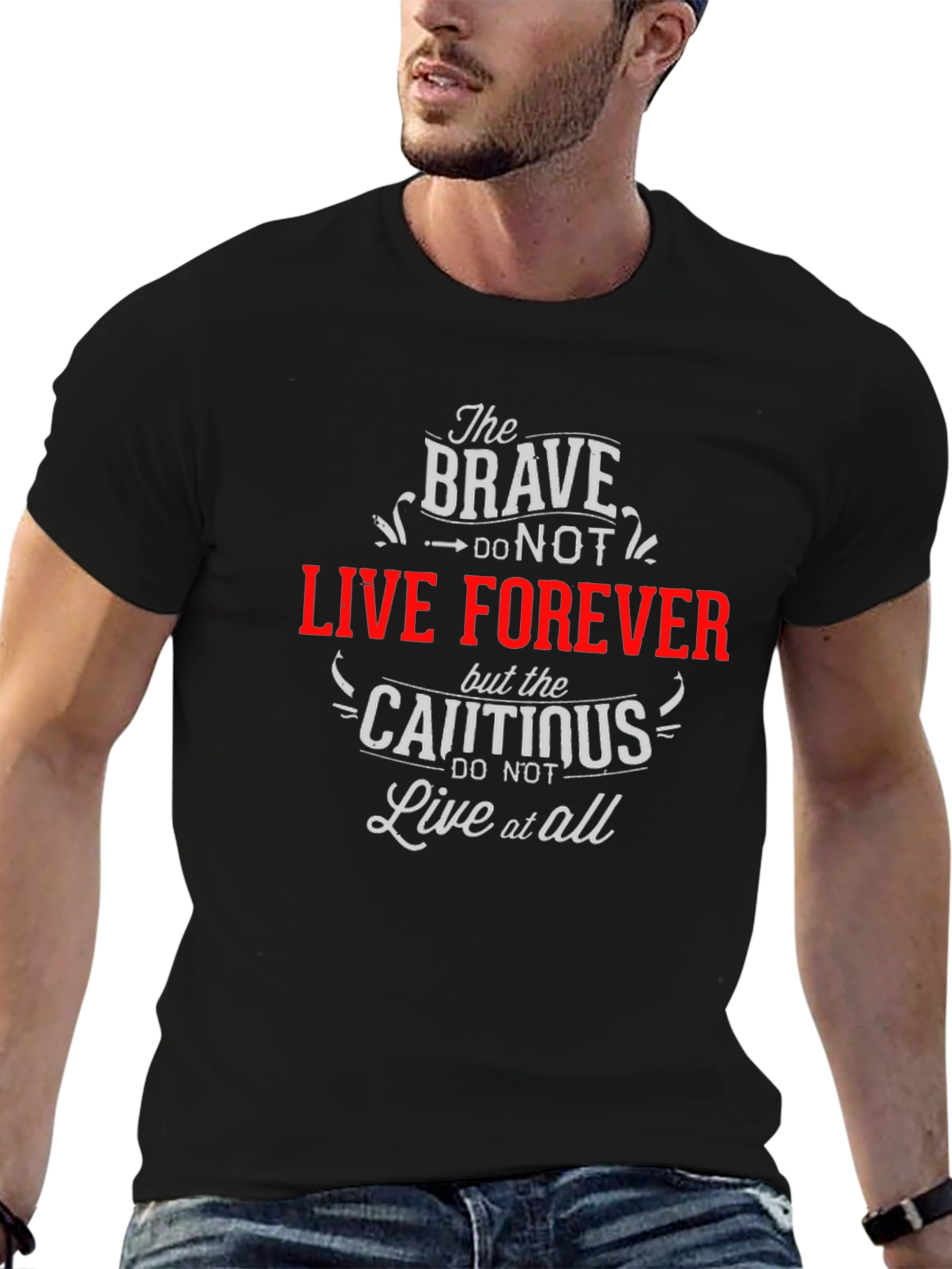 Camiseta Negra con Frase Inspiradora The Brave