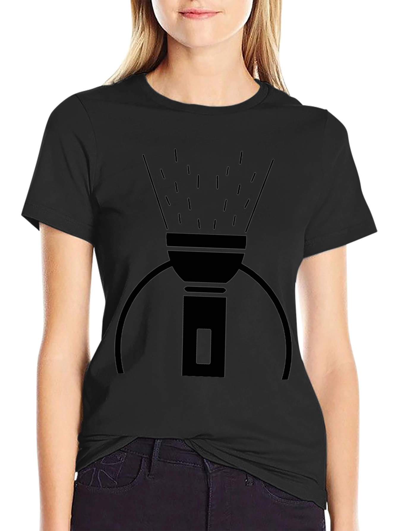 Camiseta Negra con Diseño de Linterna