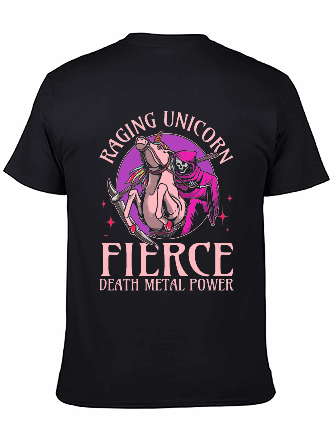 Camiseta Negra Raging Unicorn Fierce