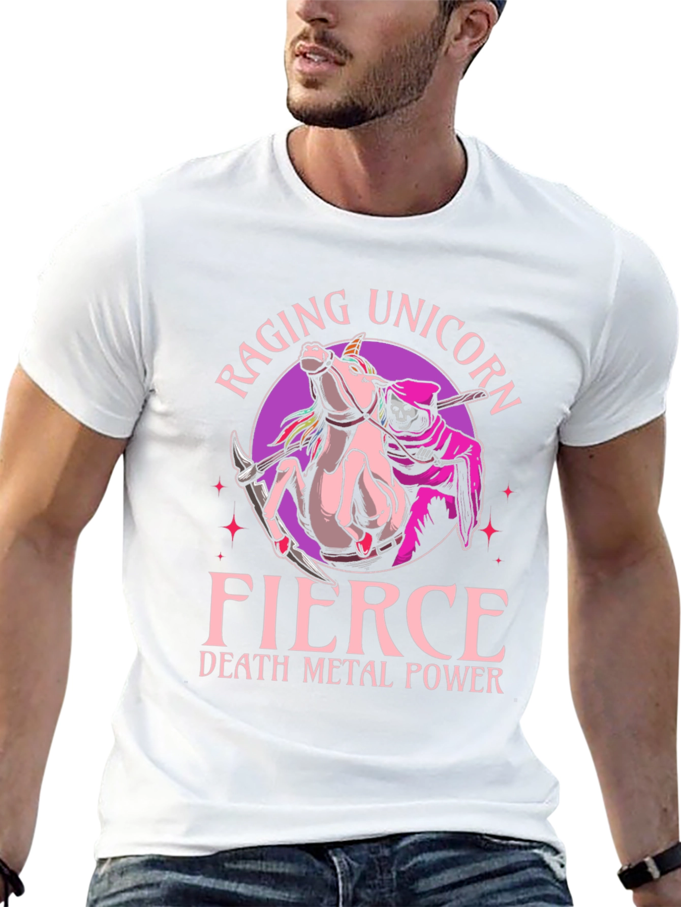 Camiseta Negra Raging Unicorn Fierce