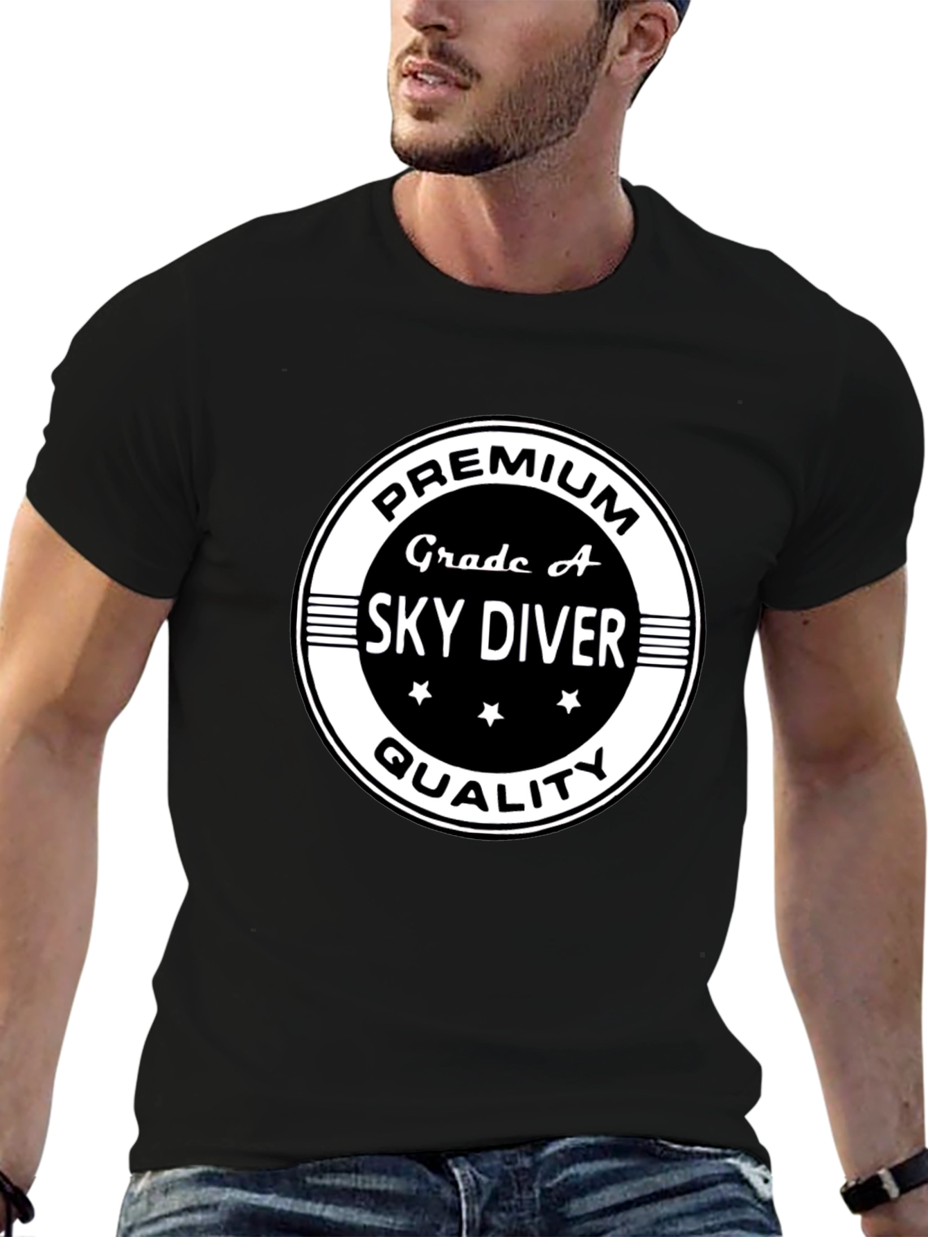 Camiseta Negra Premium Sky Diver Calidad