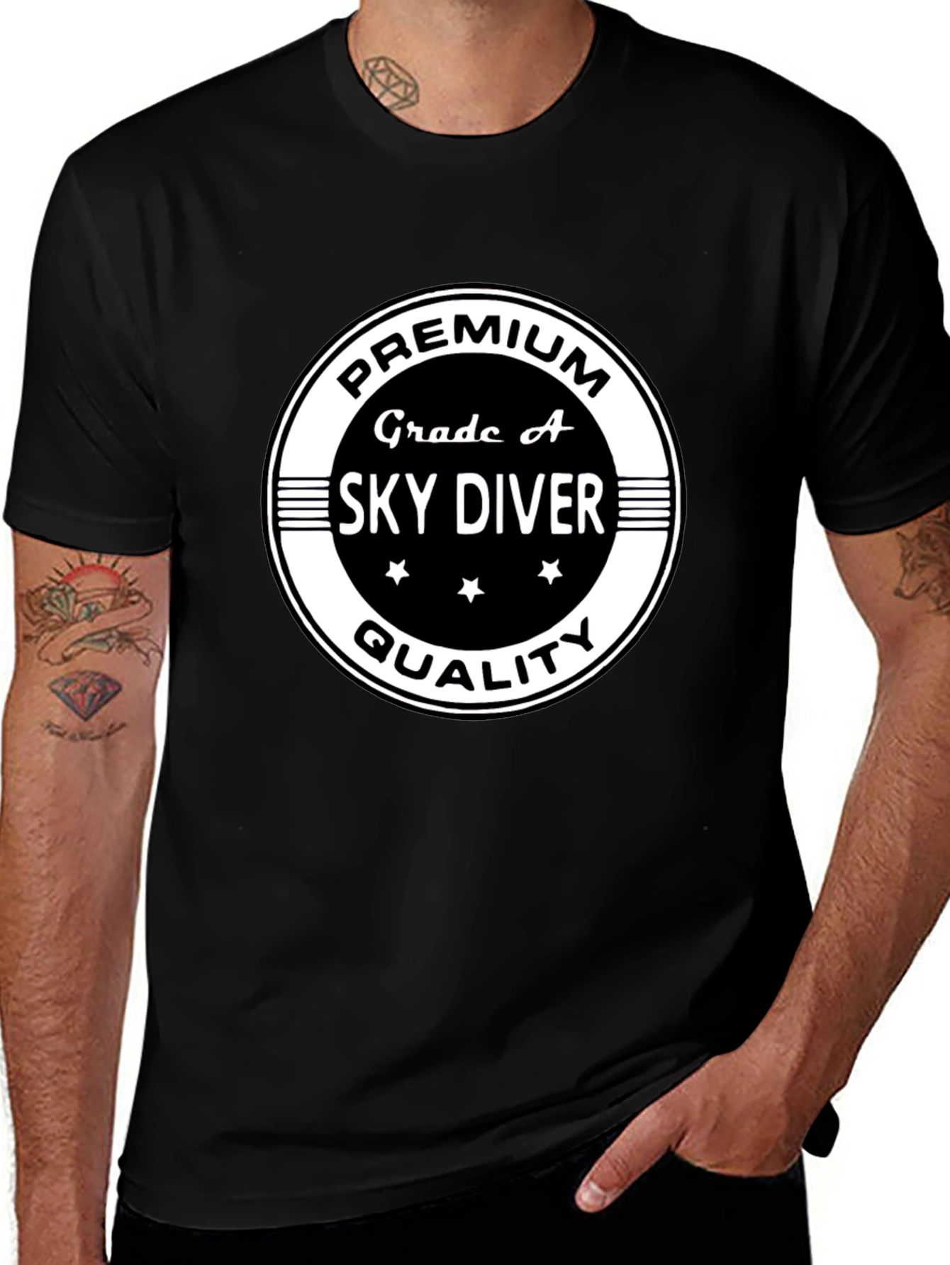 Camiseta Negra Premium Sky Diver Calidad
