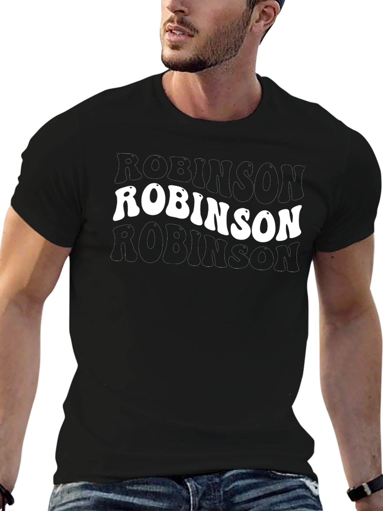 Camiseta Negra Robinson Estilo Retro