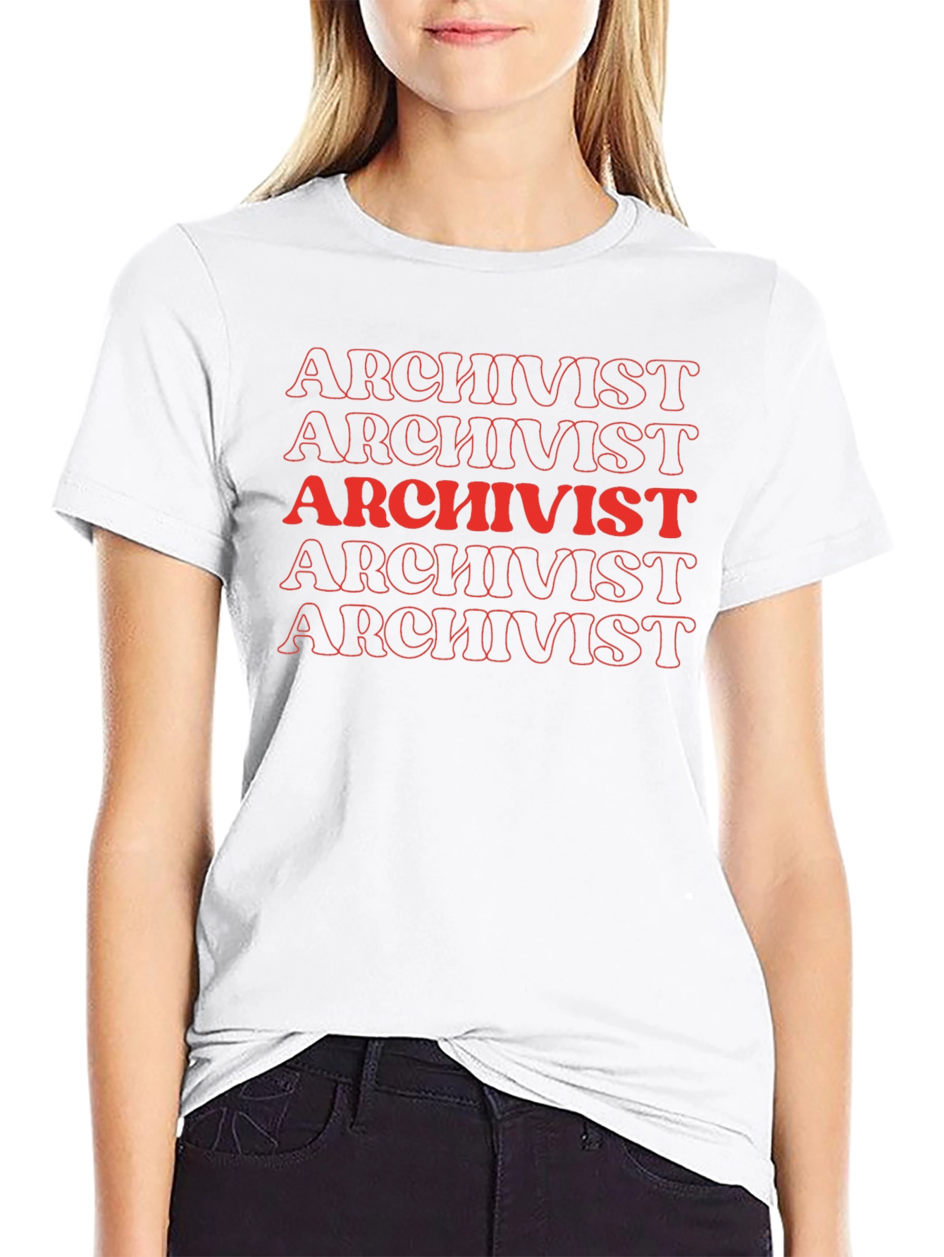 Camiseta Archivista Roja y Negra para Hombre