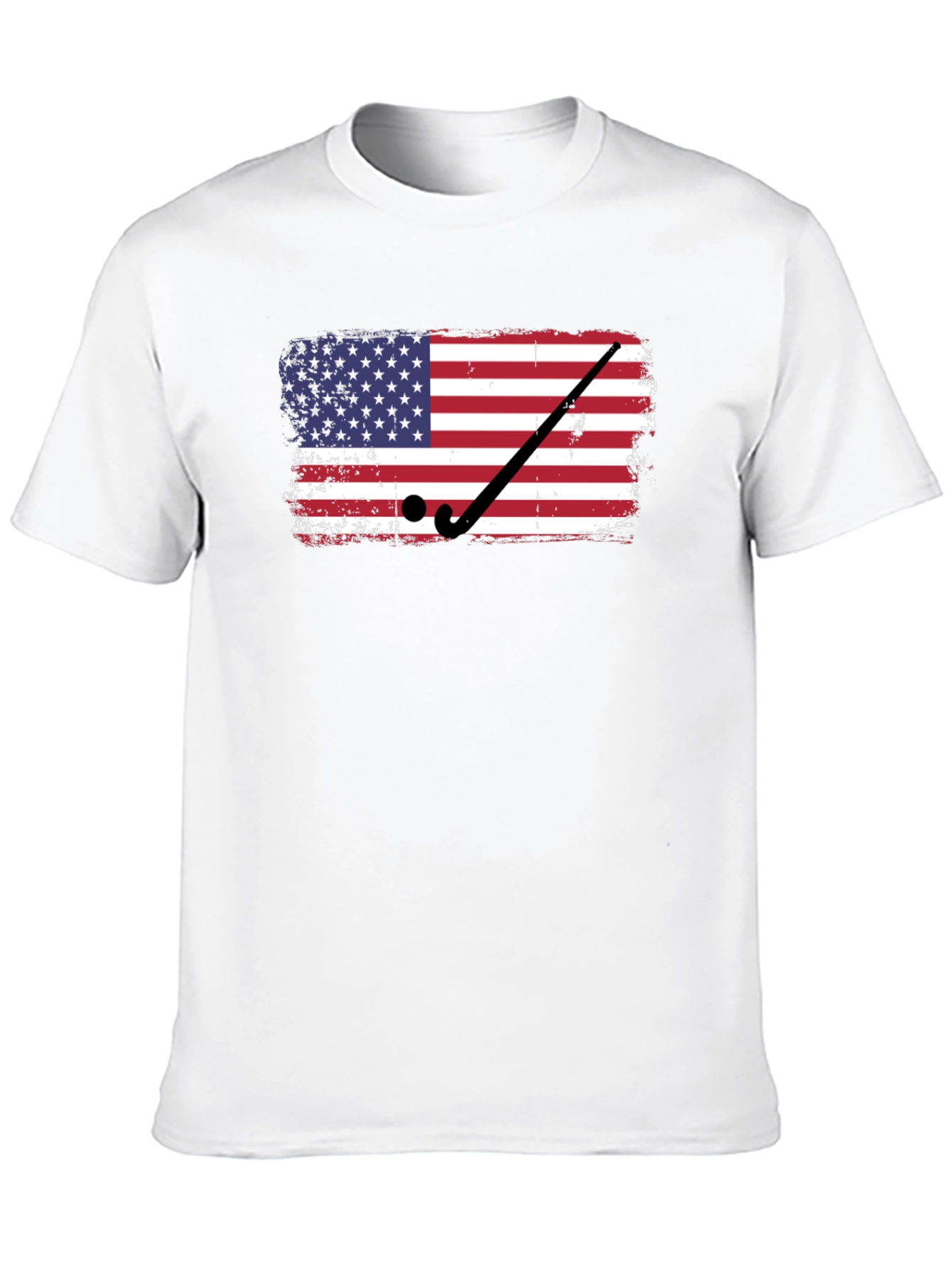 Camiseta Negra con Diseño de Bandera USA Hockey