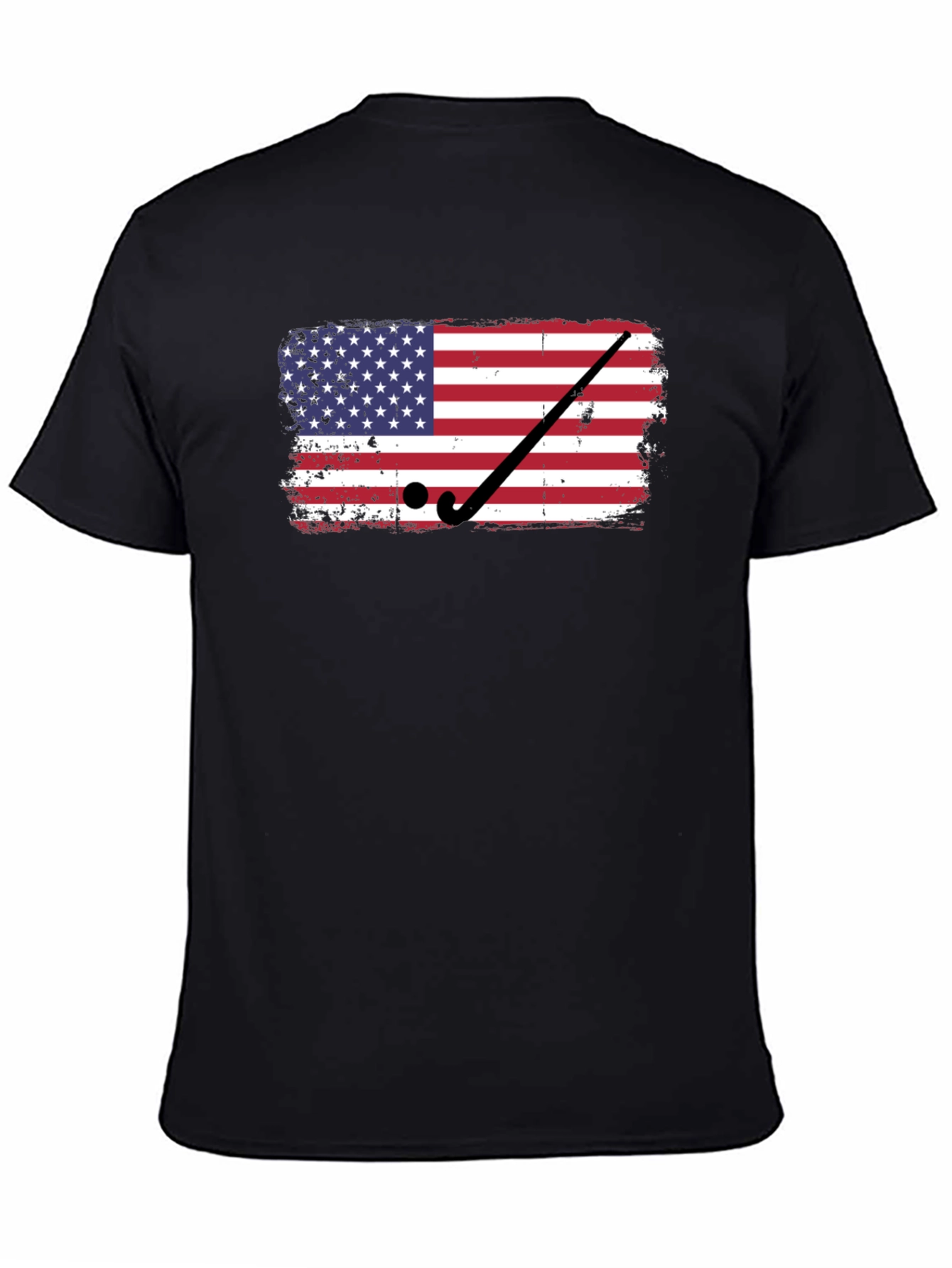 Camiseta Negra con Diseño de Bandera USA Hockey