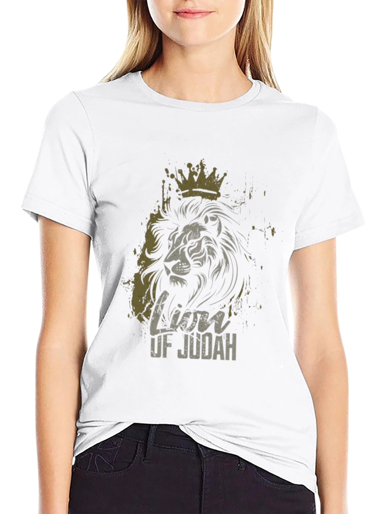 Camiseta Negra con Diseño de León de Judá