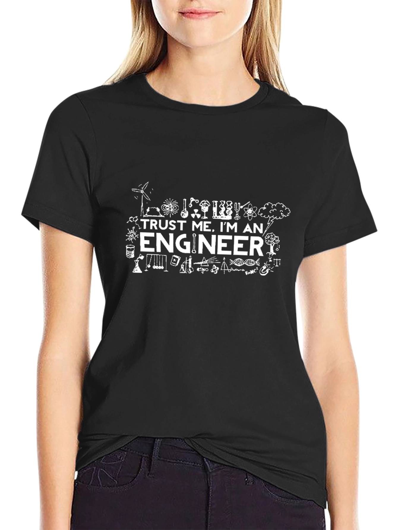 Camiseta Negra Divertida Ingeniero
