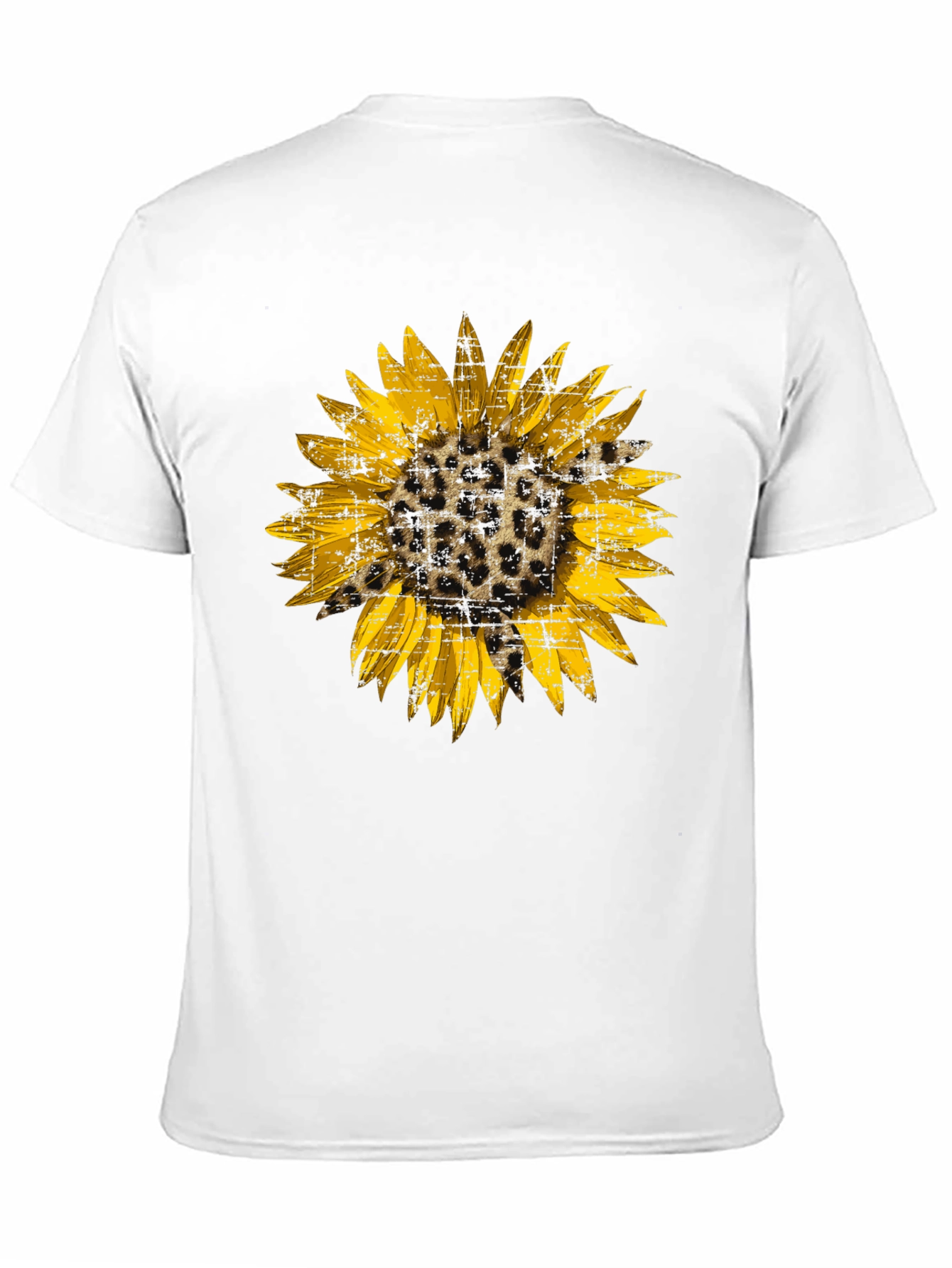 Camiseta Negra con Girasol Estampado Animal Print