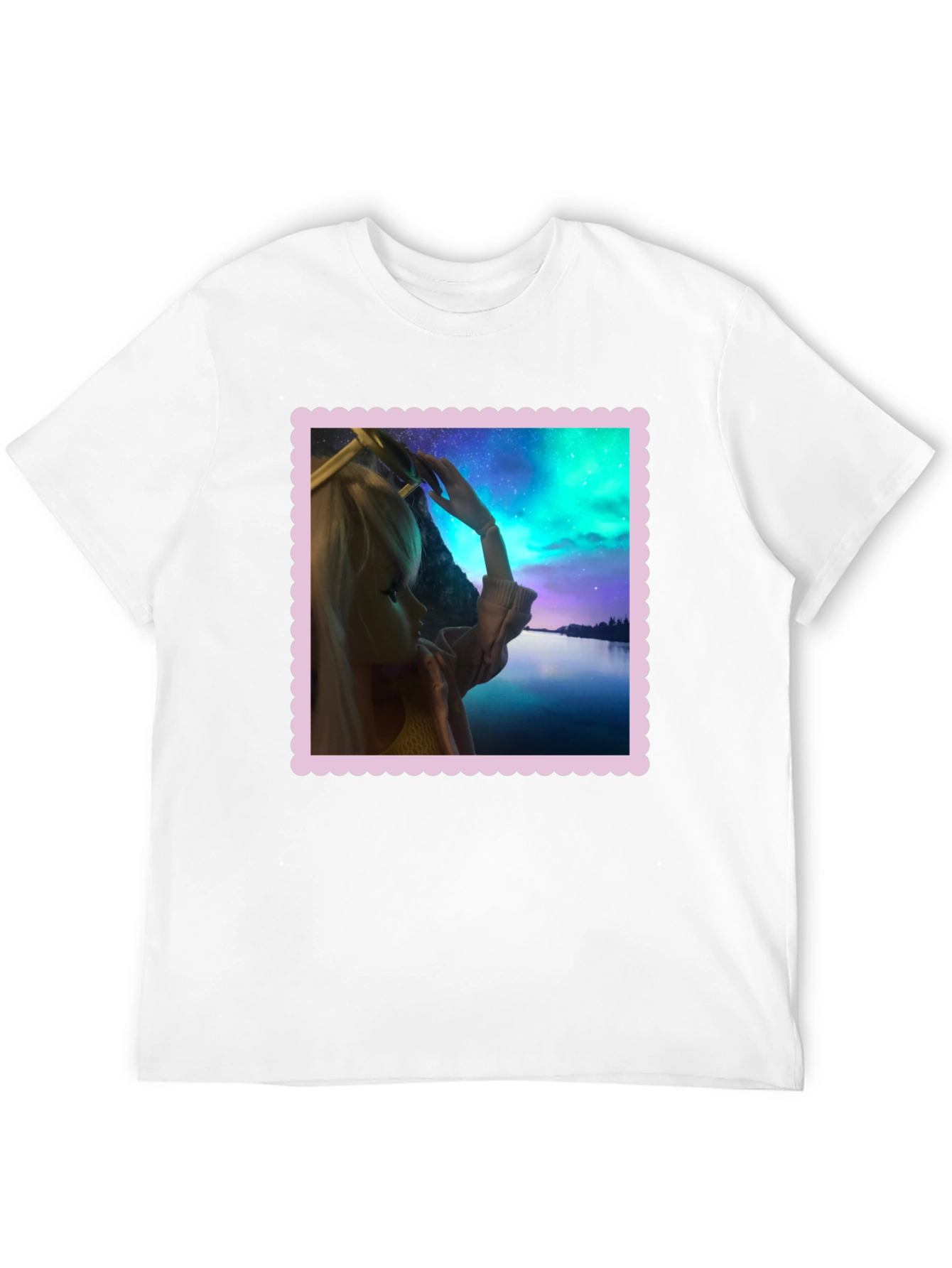 Camiseta Negra Estampada: Fantasía Nórdica