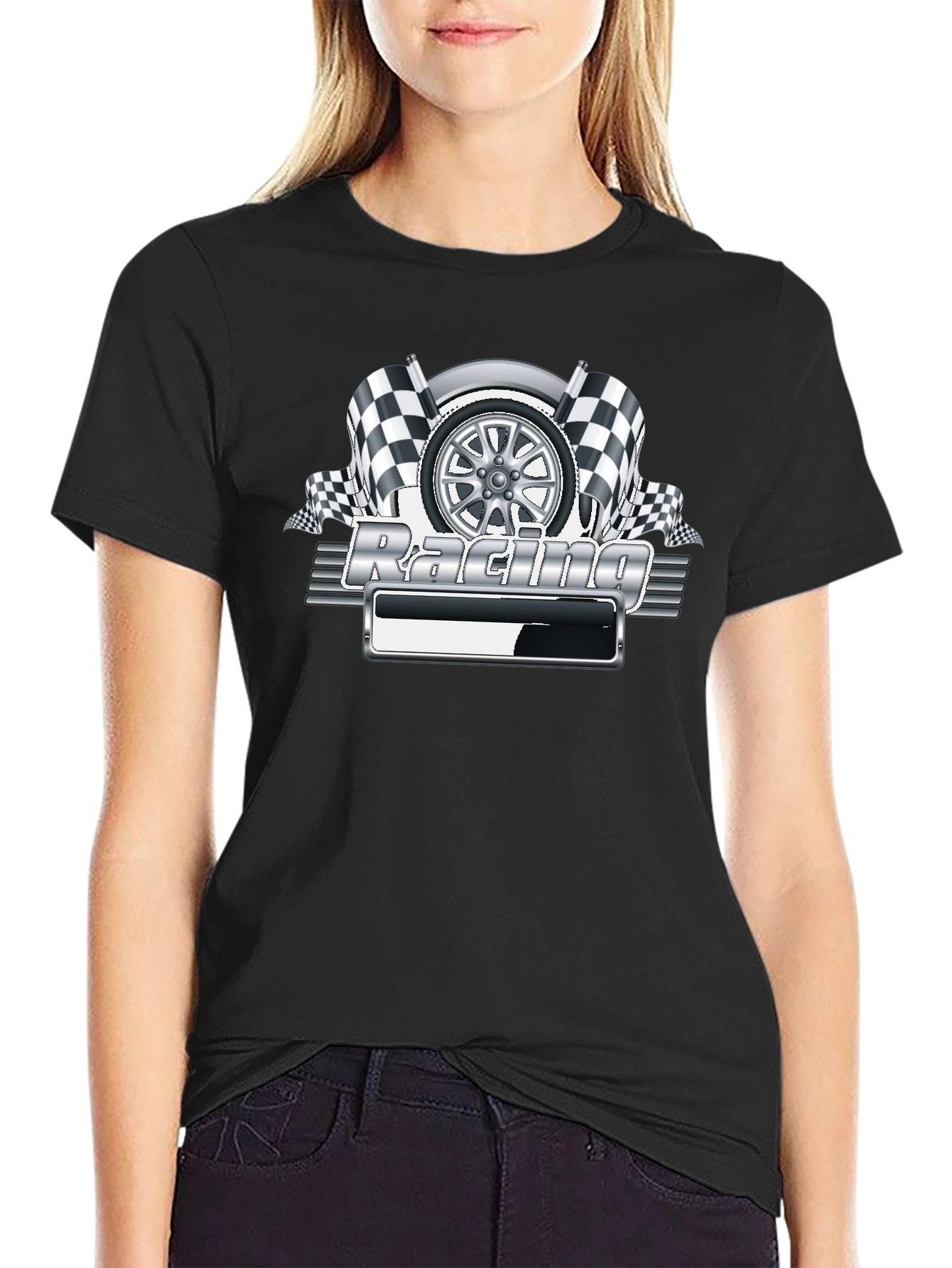 Camiseta Negra Racing Gráfico