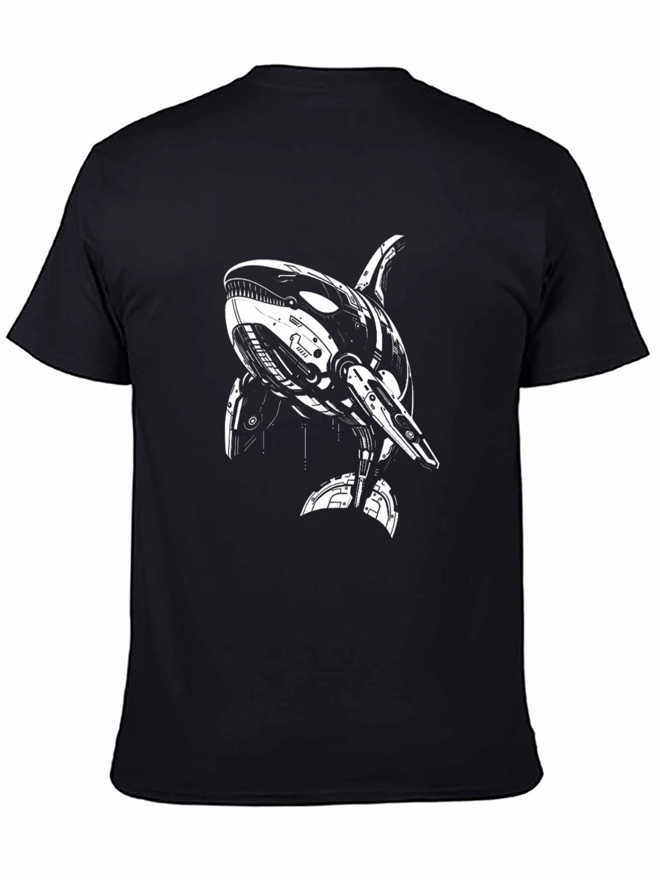 Camiseta Negra con Diseño de Orca Robótica