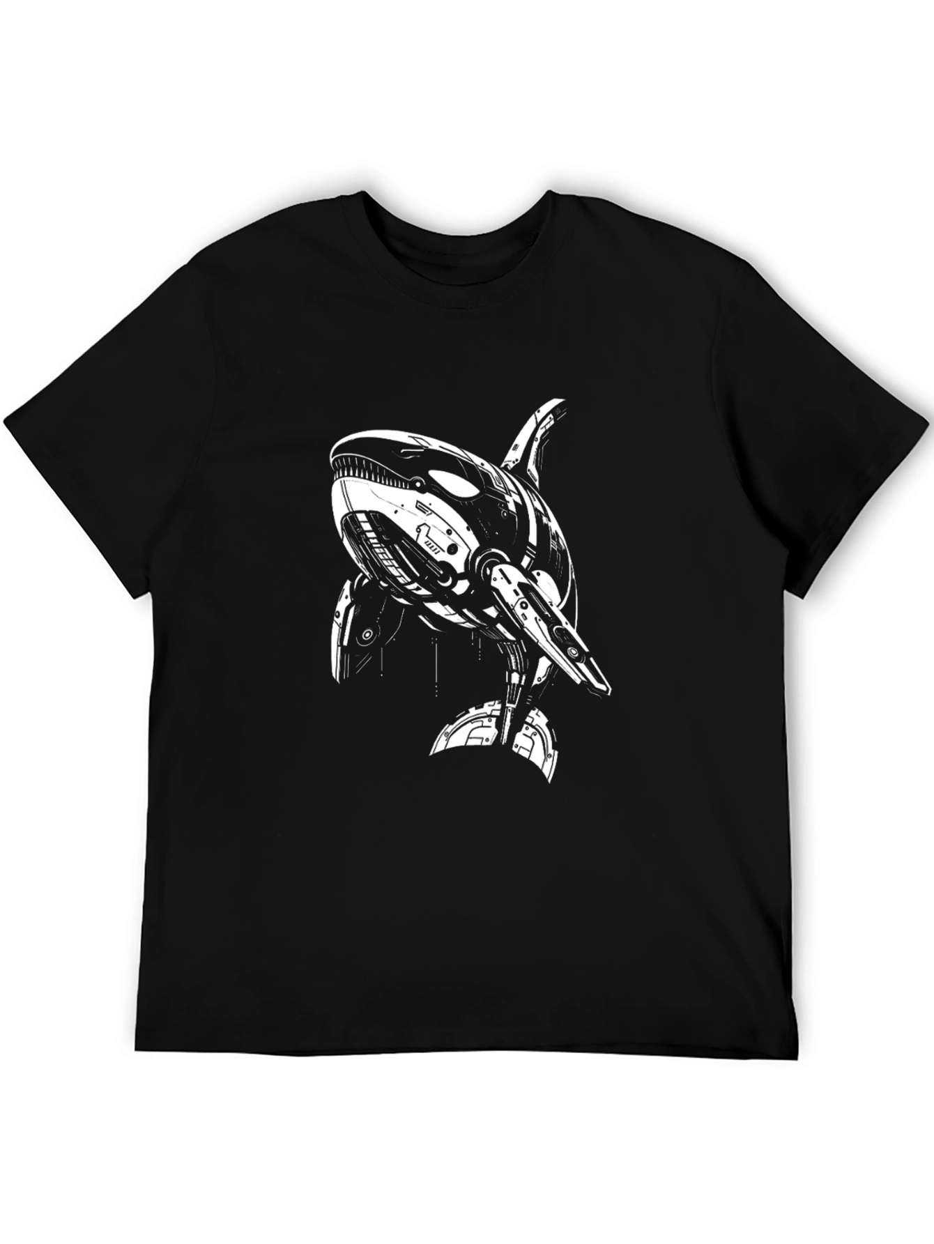 Camiseta Negra con Diseño de Orca Robótica