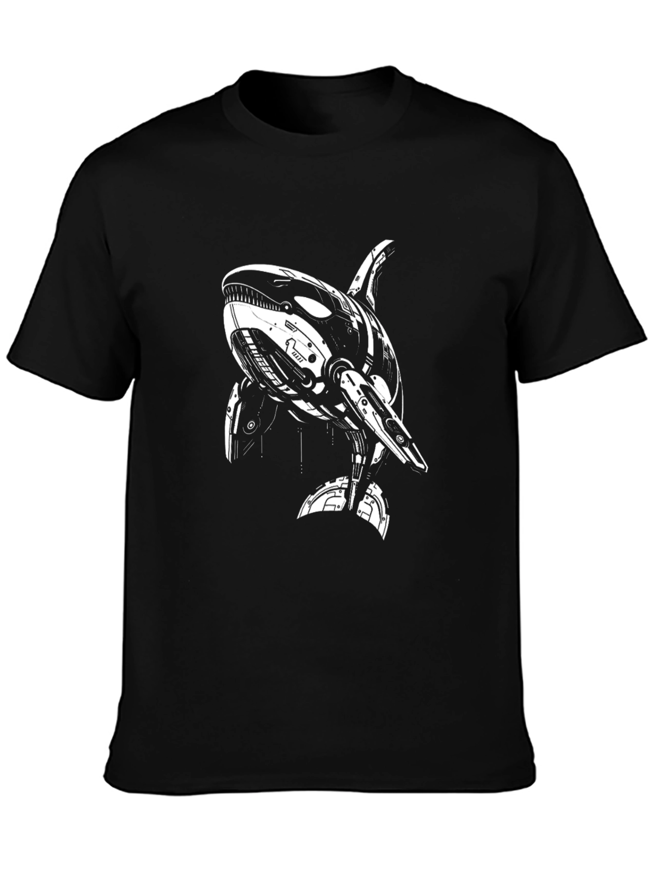Camiseta Negra con Diseño de Orca Robótica