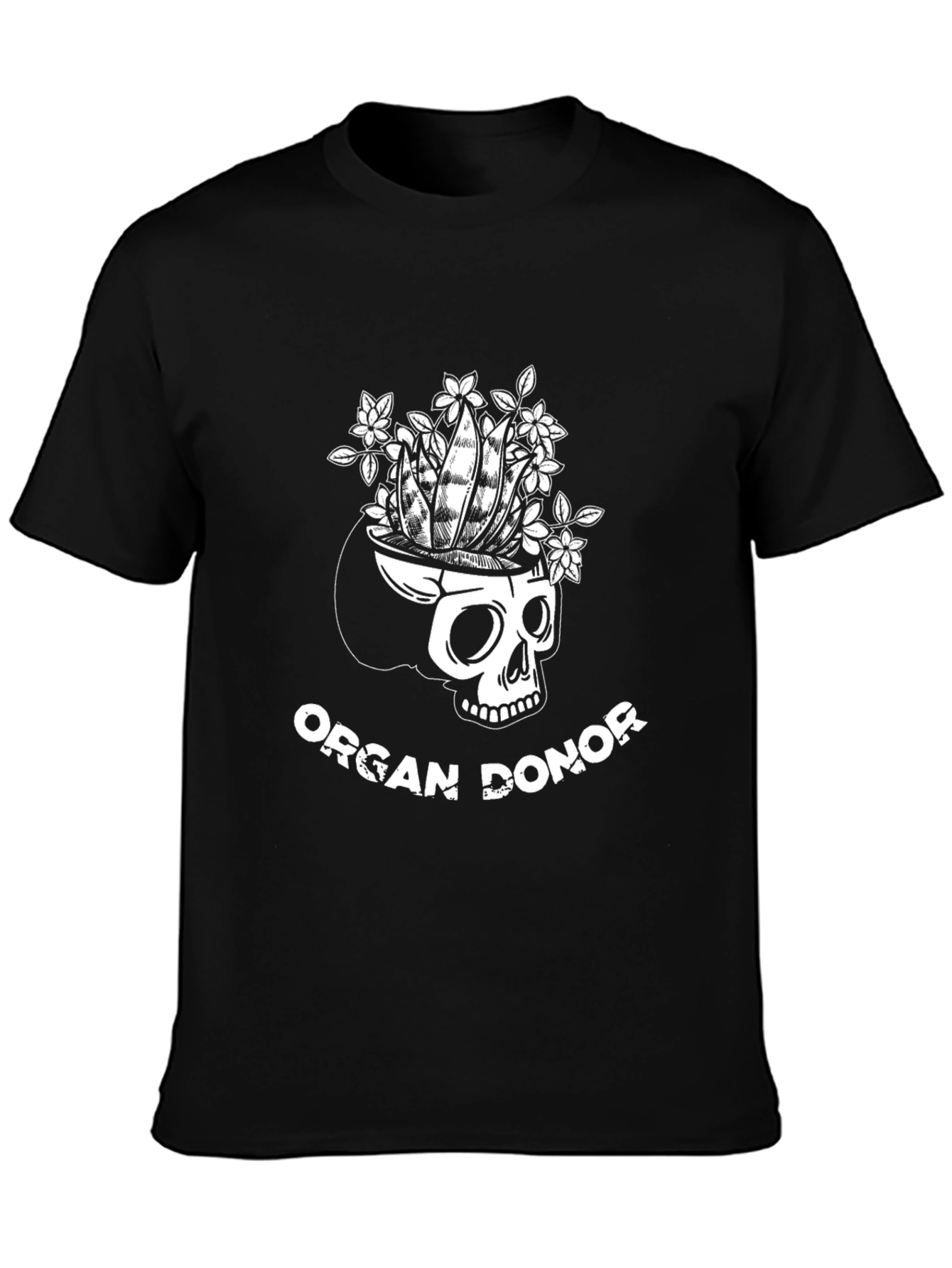 Camiseta Negra Diseño Calavera Donante de Órganos