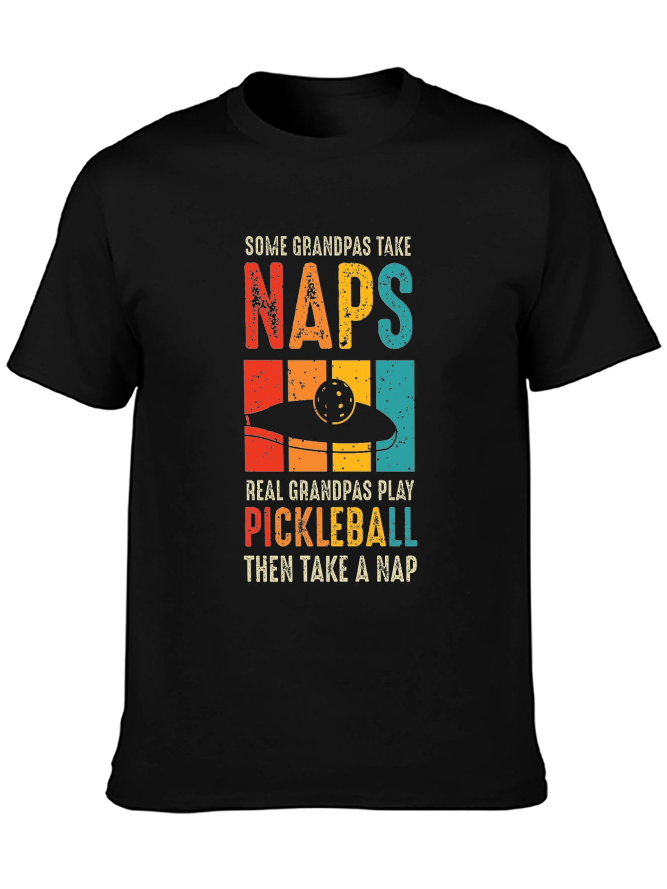 Camiseta Negra Divertida para Abuelos Jugadores de Pickleball