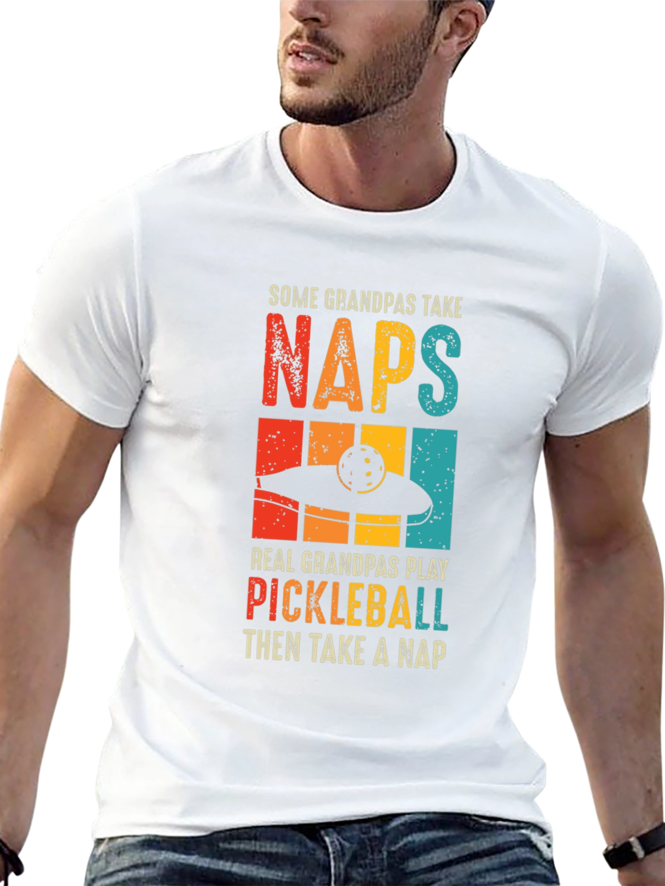 Camiseta Negra Divertida para Abuelos Jugadores de Pickleball
