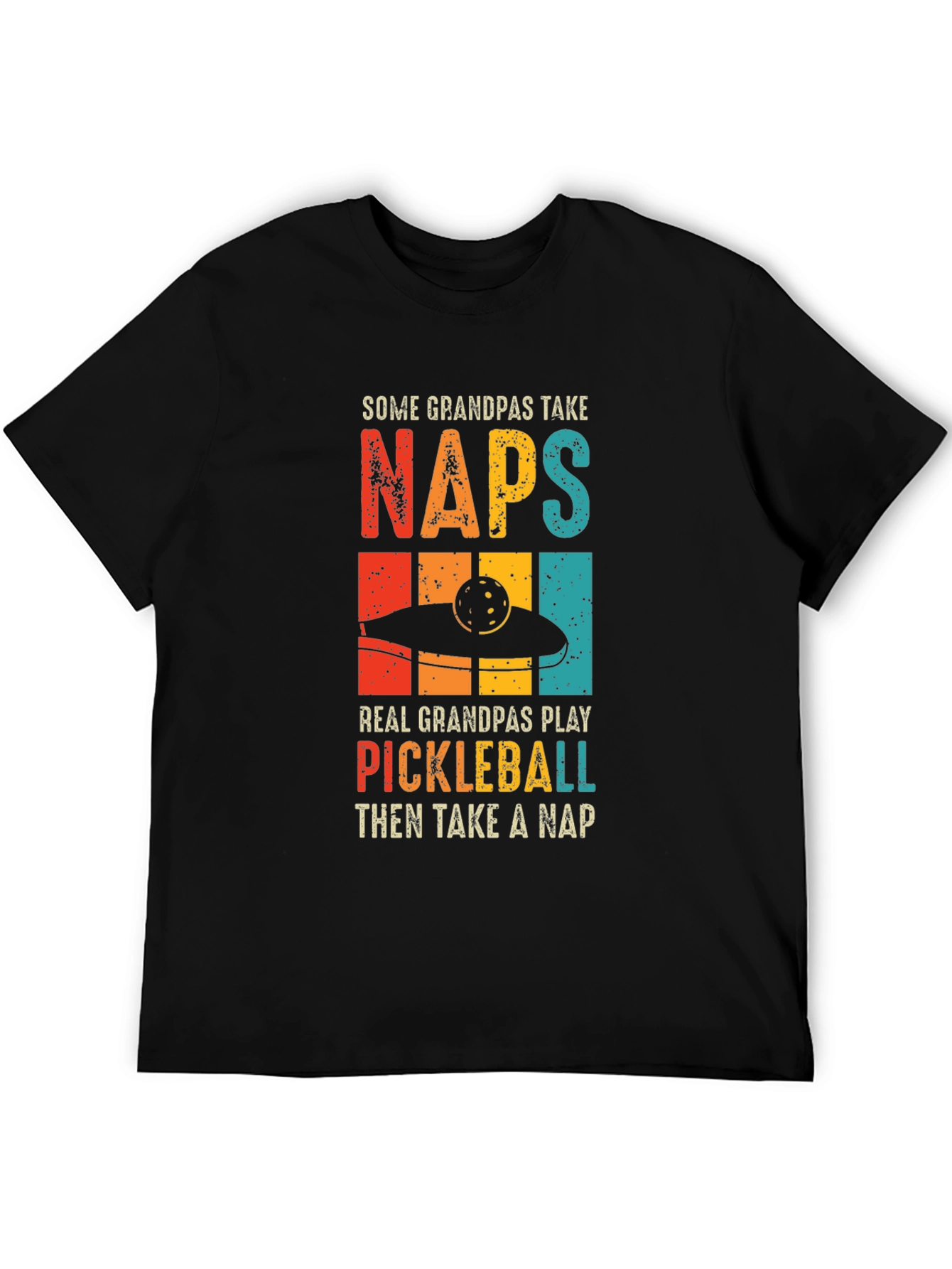 Camiseta Negra Divertida para Abuelos Jugadores de Pickleball