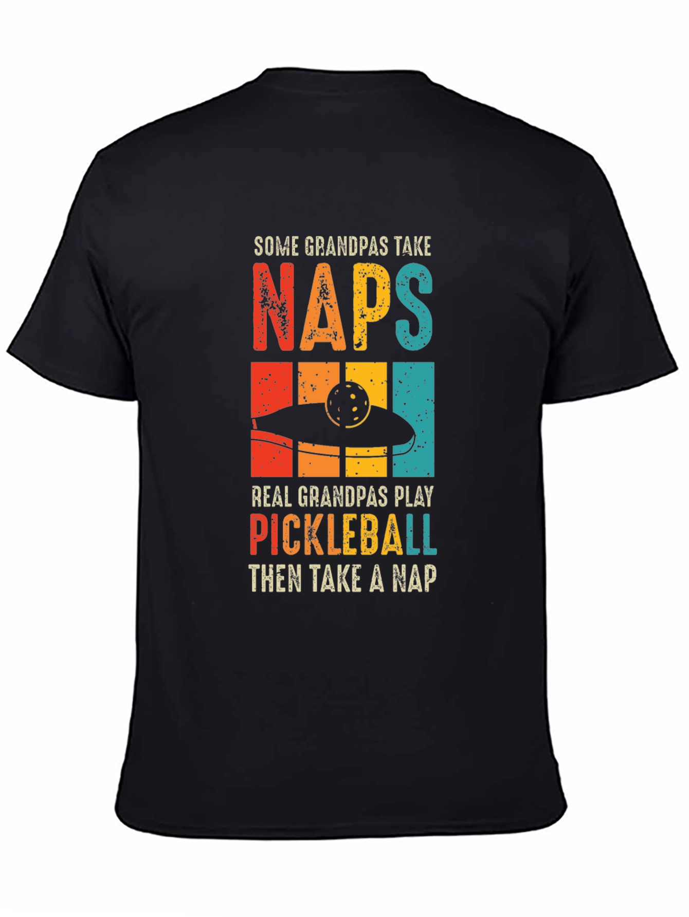 Camiseta Negra Divertida para Abuelos Jugadores de Pickleball