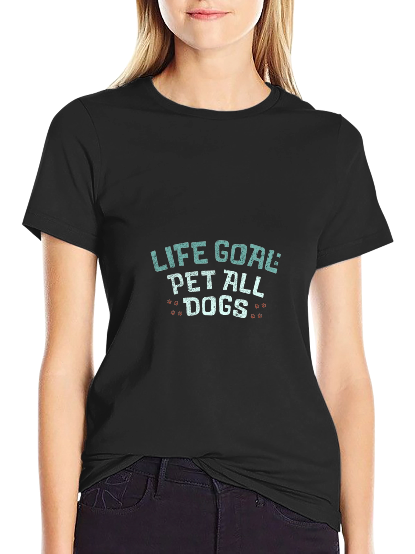 Camiseta Negra Life Goal Pet All Dogs