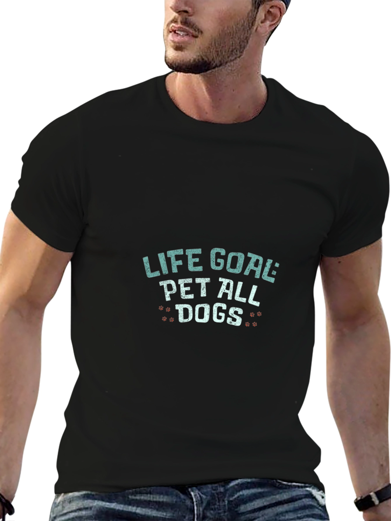 Camiseta Negra Life Goal Pet All Dogs