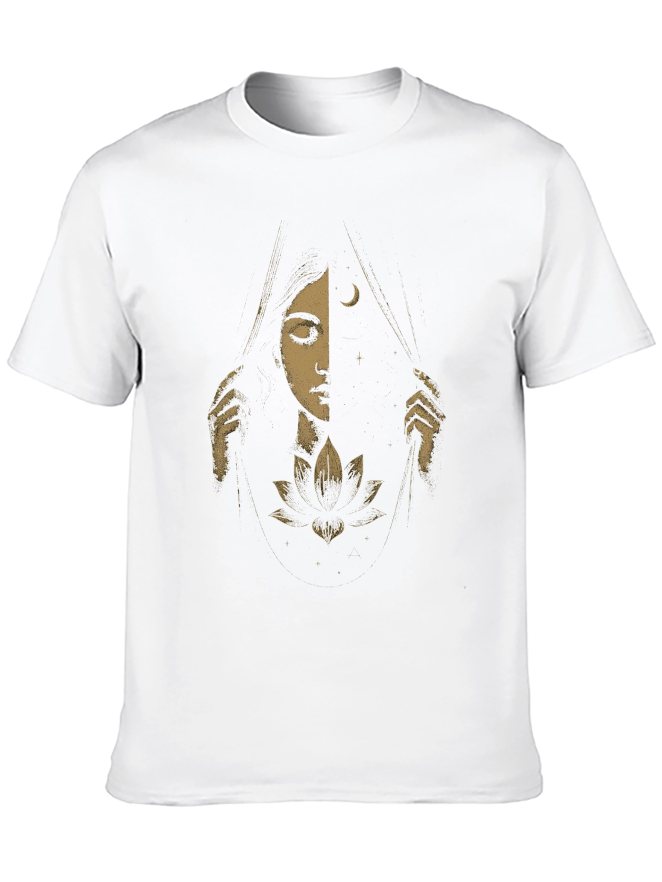 Camiseta Negra con Diseño de Luna y Flor