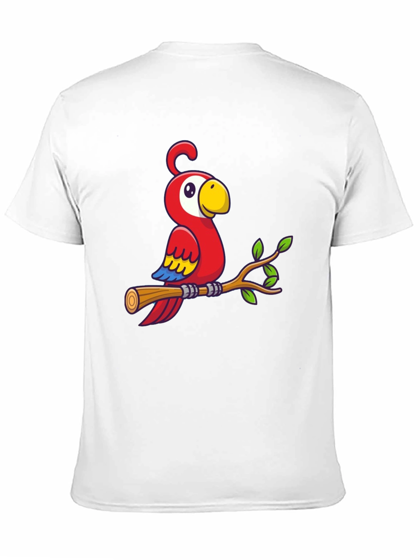 Camiseta Negra con Diseño de Loro en Rama