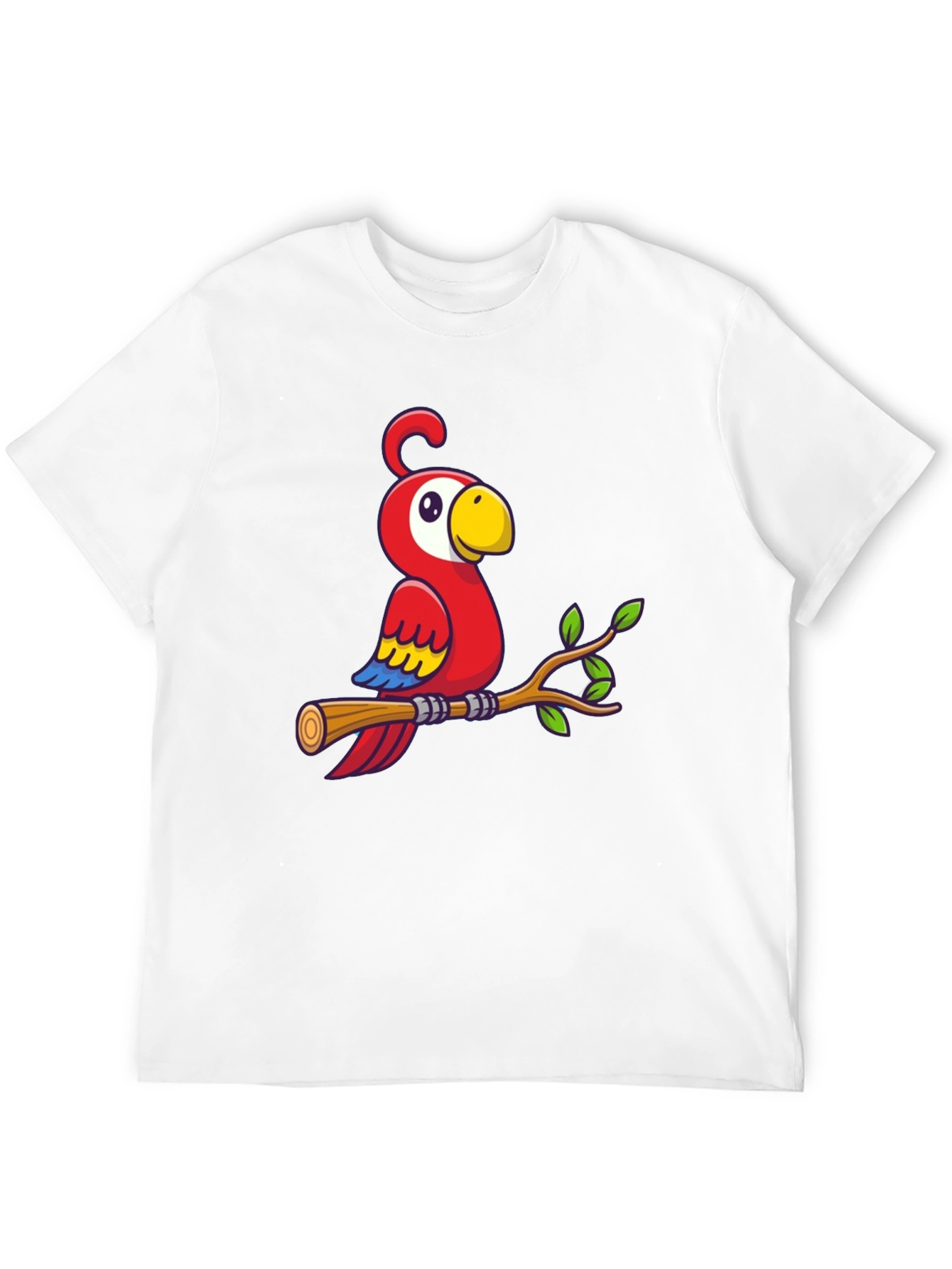 Camiseta Negra con Diseño de Loro en Rama