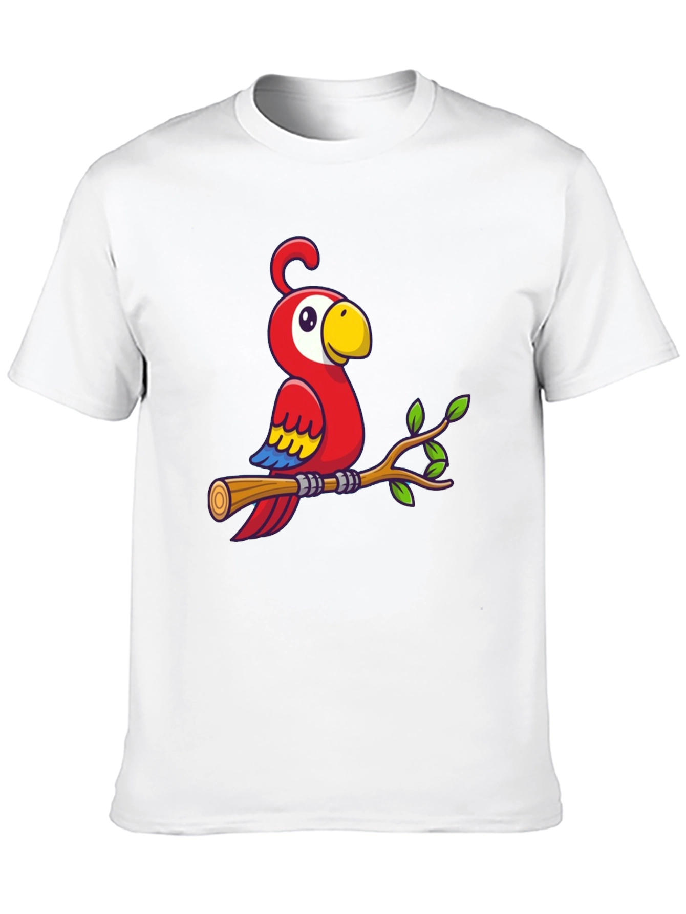 Camiseta Negra con Diseño de Loro en Rama