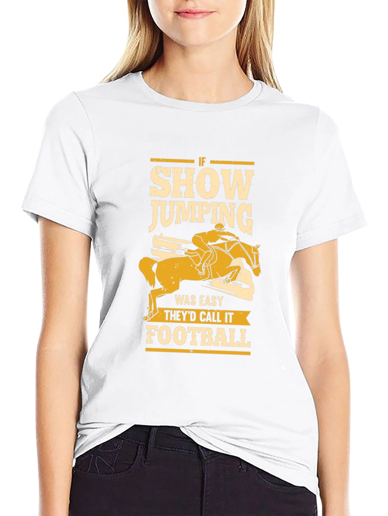 Camiseta Negra Show Jumping para Amantes de la Equitación