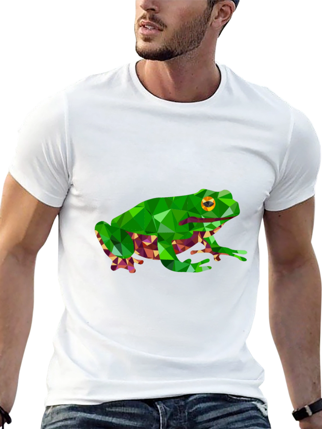 Camiseta Negra con Diseño de Rana Geométrica