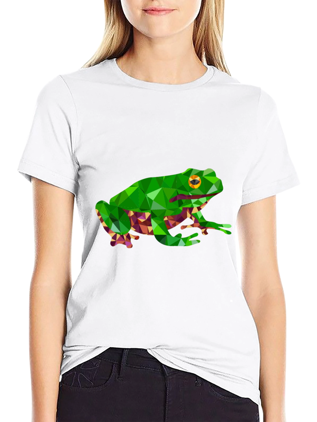 Camiseta Negra con Diseño de Rana Geométrica